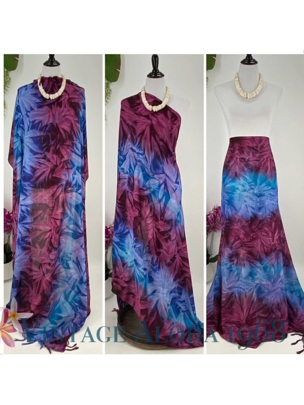 Purple Red Tie Dye SARONG Pareo Lavalava Beach Wrap Skirt Summer Scarf - Picture 4 of 4